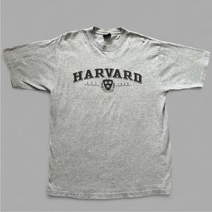 Vintage Y2K Harvard University Grey T-Shirt. Size L.